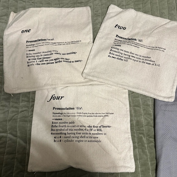 Pottery Barn Farmhouse Cream and Black Numbered Accent Pillow Covers 18x18 - Picture 2 of 2